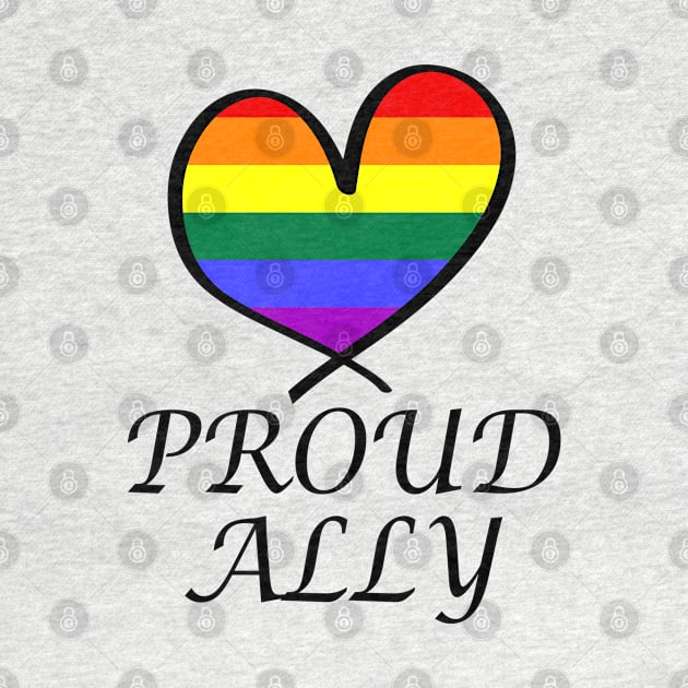 Proud Ally LGBT Gay Pride Month Rainbow Flag by artbypond